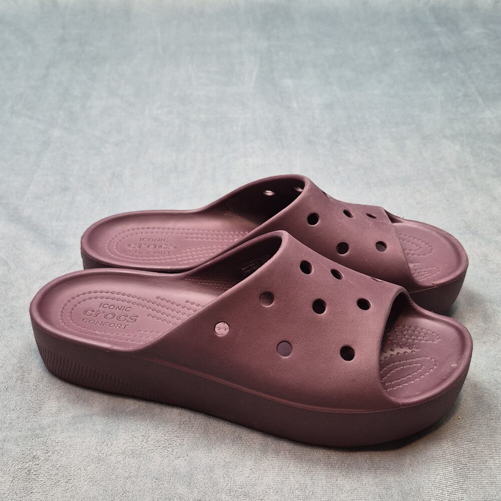 CROCS Classic Iconic Comfort Plum Platform Slide Sandals Womens Size 10